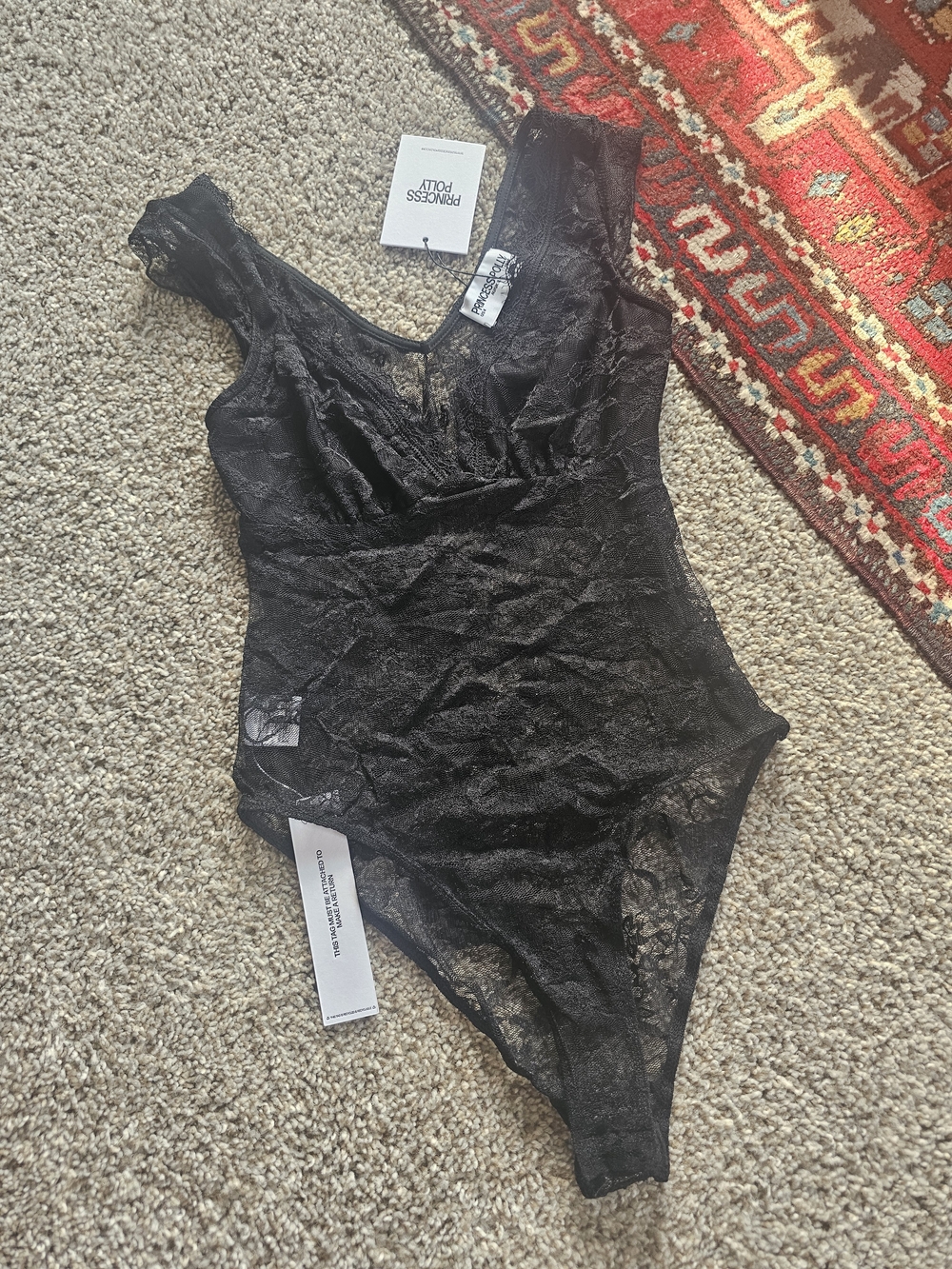 NWT Princess Polly Tantalize Black Lace Bodysuit